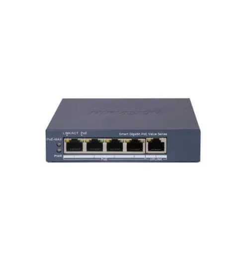 SMART SWITCH ADMINIS 4 POE ALL 1000M (1G) + 1 UP RJ45 GIGABITE – 45W – BAJO CONSUMO
