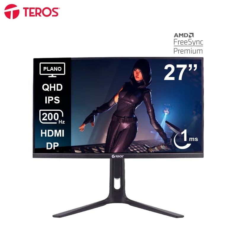 Monitor plano gaming TEROS TE-2754G,
  27″ QHD IPS, 200Hz, 1ms. 